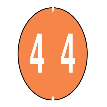 Filing Labels - Large - Number 4 1-1/4 X 1-1/8 Orange